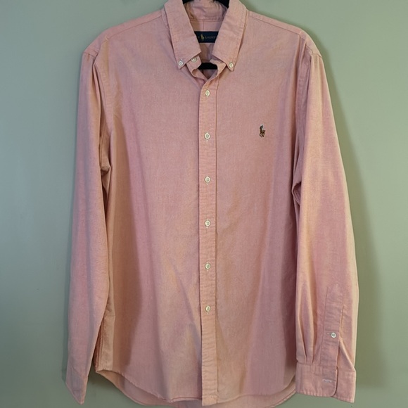 Ralph Lauren The Iconic Oxford Shirt Men's Sz L Soft Peachy Orange Color-Salmon - Picture 8 of 9